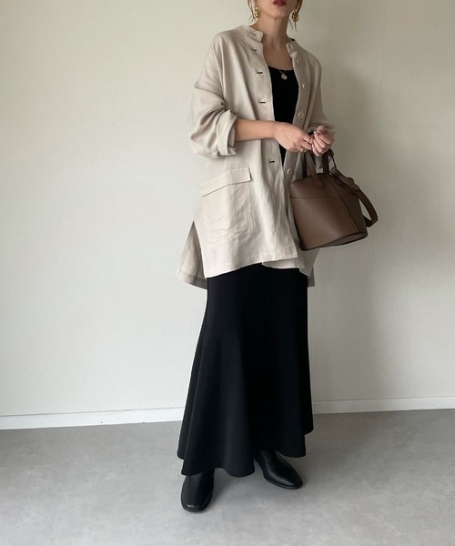 y/m by misato（イムバイミサト）の「ポプリンスタンドシャツジャケット（その他アウター・レディース・ブラック/ベージュ・FREE）」の10枚目の写真