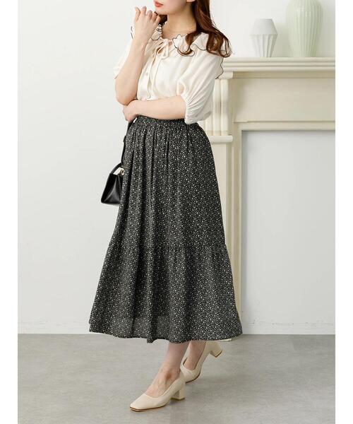 SLURR（スラ―）の「花柄ティアードスカート（スカート・レディース・ブラック/オフホワイト/イエロー・FREE）」の15枚目の写真