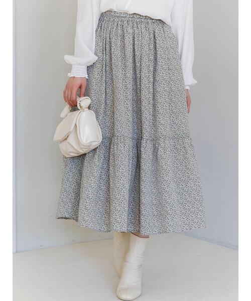 SLURR（スラ―）の「花柄ティアードスカート（スカート・レディース・ブラック/オフホワイト/イエロー・FREE）」の5枚目の写真