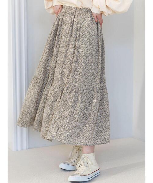 SLURR（スラ―）の「花柄ティアードスカート（スカート・レディース・ブラック/オフホワイト/イエロー・FREE）」の11枚目の写真