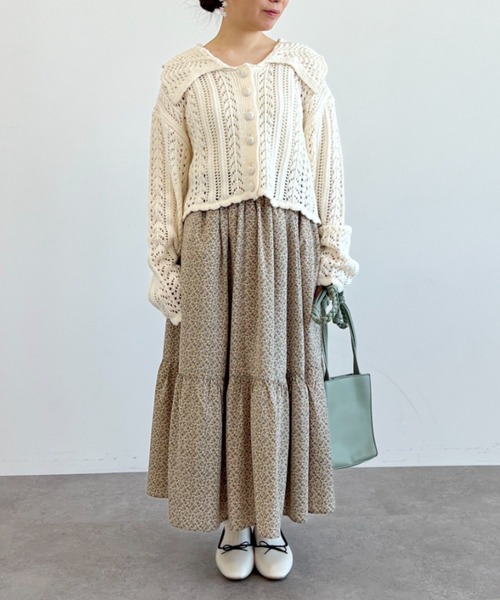 SLURR（スラ―）の「花柄ティアードスカート（スカート・レディース・ブラック/オフホワイト/イエロー・FREE）」の19枚目の写真