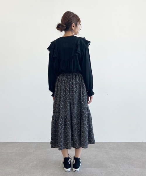 SLURR（スラ―）の「花柄ティアードスカート（スカート・レディース・ブラック/オフホワイト/イエロー・FREE）」の18枚目の写真