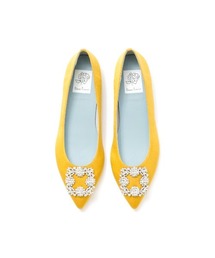 Emma Francis | ポインテッドトゥ フラット ビジューバックル サテンパンプス(バレエシューズ)