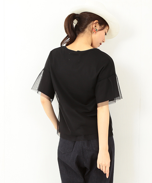 Ray BEAMS（レイビームス）の「RBS / チュール レイヤーT（Tシャツ/カットソー・レディース・オフホワイト/ブラック・ONE SIZE）」の11枚目の写真