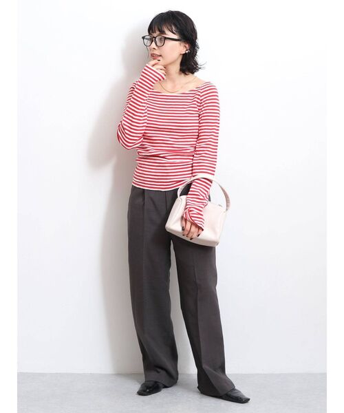 Ungrid（アングリッド）の「フィットボーダーロングスリーブTee（Tシャツ/カットソー・レディース・ブラウン/レッド/ブルー・FREE）」の15枚目の写真