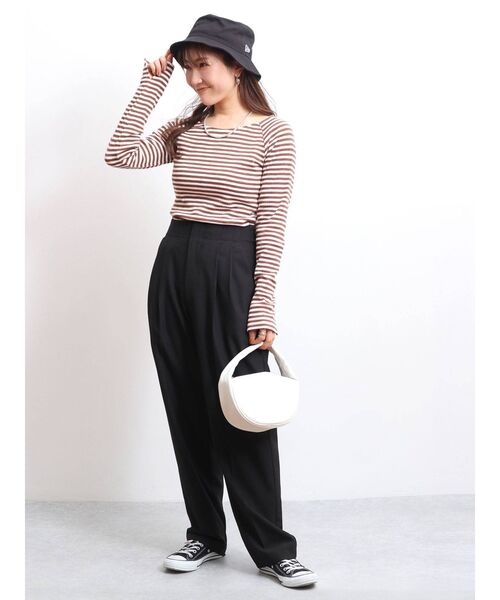 Ungrid（アングリッド）の「フィットボーダーロングスリーブTee（Tシャツ/カットソー・レディース・ブラウン/レッド/ブルー・FREE）」の12枚目の写真