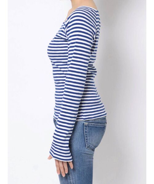 Ungrid（アングリッド）の「フィットボーダーロングスリーブTee（Tシャツ/カットソー・レディース・ブラウン/レッド/ブルー・FREE）」の10枚目の写真