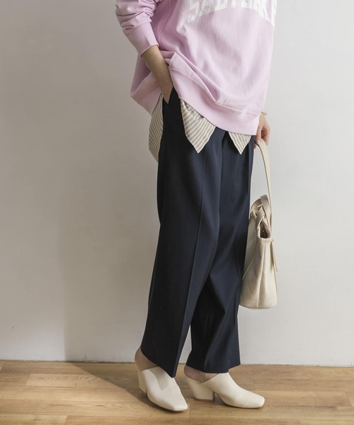 URBAN RESEARCH（アーバンリサーチ）の「ソフトツイルハイウエストパンツ（その他パンツ・レディース・ピンク系その他/ネイビー/イエロー系その他・36/38/34）」の13枚目の写真