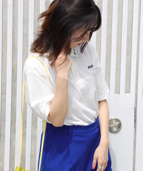 FILA（フィラ）の「【FILA】ショートポロＴシャツ（ポロシャツ・レディース・オレンジ/ブラック/ホワイト・M/L）」の2枚目の写真