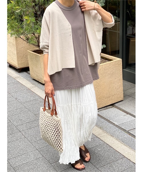 BEARDSLEY(ビアズリー)の「うしろバルーンTシャツ(Tシャツ/カットソー・レディース・ホワイト/モカ・FREE)」の19枚目の写真