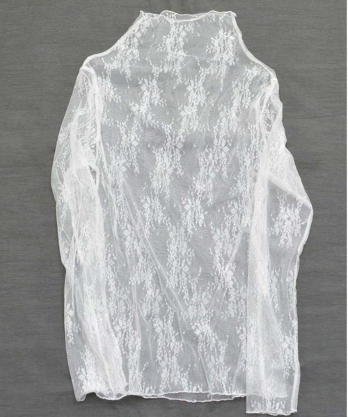 HARLEM ROUNGE(ハーレムラウンジ)の「花柄レースシアートップス(Tシャツ/カットソー・レディース・ホワイト/ブラック/ピンクベージュ・FREE)」の5枚目の写真