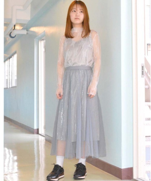 HARLEM ROUNGE(ハーレムラウンジ)の「花柄レースシアートップス(Tシャツ/カットソー・レディース・ホワイト/ブラック/ピンクベージュ・FREE)」の6枚目の写真