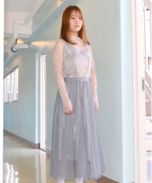 HARLEM ROUNGE(ハーレムラウンジ)の「花柄レースシアートップス(Tシャツ/カットソー・レディース・ホワイト/ブラック/ピンクベージュ・FREE)」の7枚目の写真