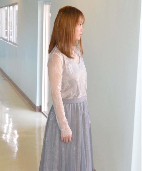 HARLEM ROUNGE(ハーレムラウンジ)の「花柄レースシアートップス(Tシャツ/カットソー・レディース・ホワイト/ブラック/ピンクベージュ・FREE)」の8枚目の写真