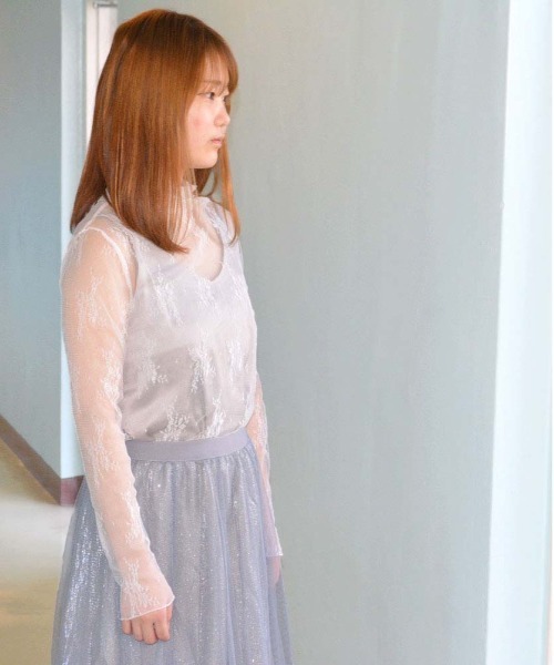 HARLEM ROUNGE(ハーレムラウンジ)の「花柄レースシアートップス(Tシャツ/カットソー・レディース・ホワイト/ブラック/ピンクベージュ・FREE)」の10枚目の写真