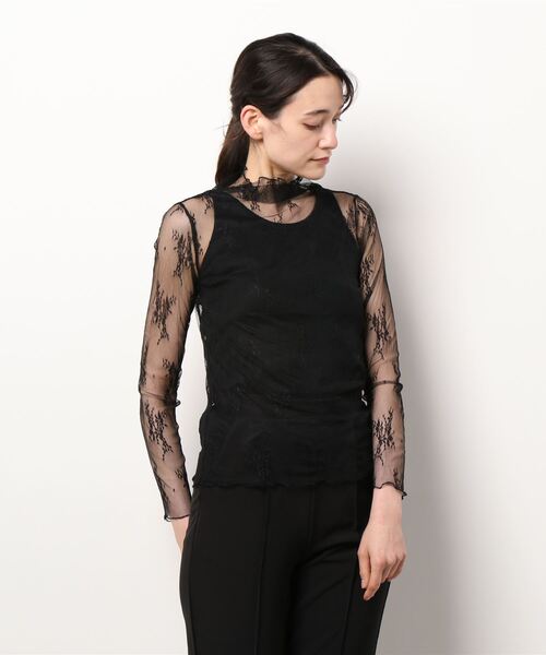 HARLEM ROUNGE(ハーレムラウンジ)の「花柄レースシアートップス(Tシャツ/カットソー・レディース・ホワイト/ブラック/ピンクベージュ・FREE)」の20枚目の写真