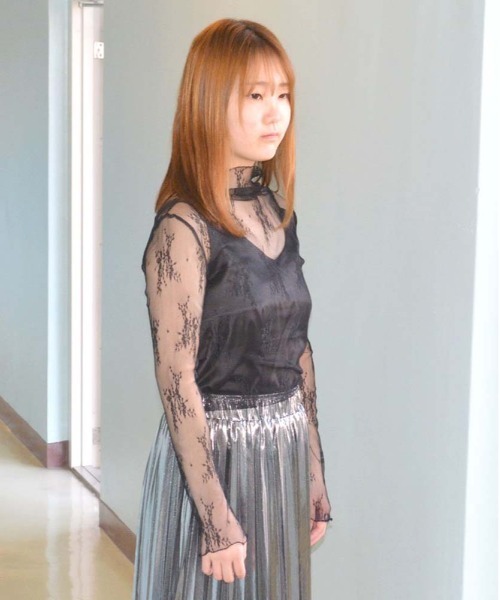 HARLEM ROUNGE(ハーレムラウンジ)の「花柄レースシアートップス(Tシャツ/カットソー・レディース・ホワイト/ブラック/ピンクベージュ・FREE)」の17枚目の写真