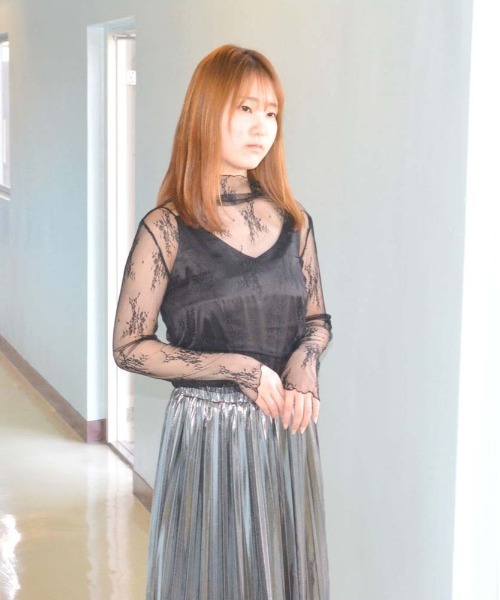 HARLEM ROUNGE(ハーレムラウンジ)の「花柄レースシアートップス(Tシャツ/カットソー・レディース・ホワイト/ブラック/ピンクベージュ・FREE)」の18枚目の写真