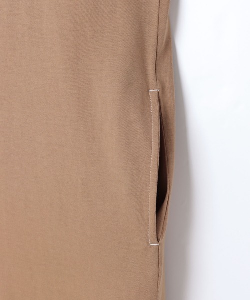 andme（アンドミー）の「配色ステッチフレンチスリーブTシャツワンピース（ワンピース・レディース・ブラック/チャコールグレー/グレイッシュベージュ/グリーン/パープル/ネイビー/カーキ/ブラウン/ブルー・M）」の15枚目の写真