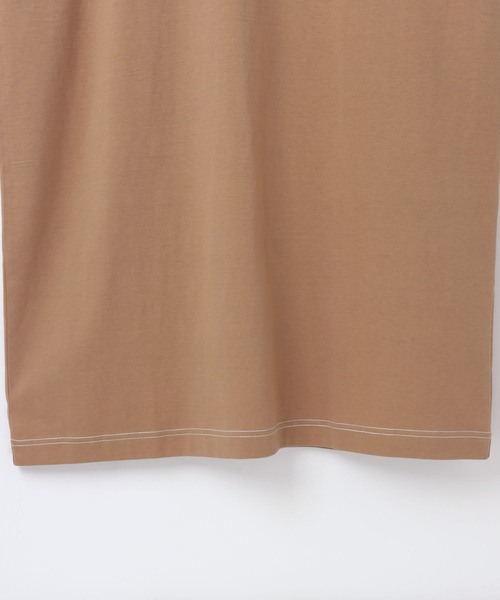 andme（アンドミー）の「配色ステッチフレンチスリーブTシャツワンピース（ワンピース・レディース・ブラック/チャコールグレー/グレイッシュベージュ/グリーン/パープル/ネイビー/カーキ/ブラウン/ブルー・M）」の12枚目の写真