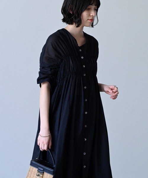 LUPILIEN(ルピリアン)の「Made in India◇シアーチェック・ストライプ ワンピース(ワンピース・レディース・ブラック/ネイビー/ストライプ/A・FREE)」の15枚目の写真
