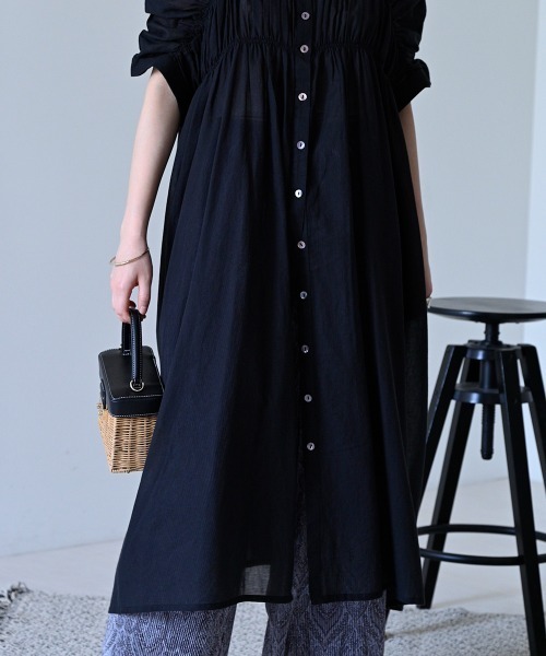 LUPILIEN(ルピリアン)の「Made in India◇シアーチェック・ストライプ ワンピース(ワンピース・レディース・ブラック/ネイビー/ストライプ/A・FREE)」の10枚目の写真