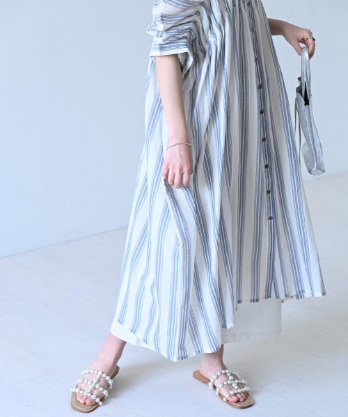 LUPILIEN(ルピリアン)の「Made in India◇シアーチェック・ストライプ ワンピース(ワンピース・レディース・ブラック/ネイビー/ストライプ/A・FREE)」の17枚目の写真