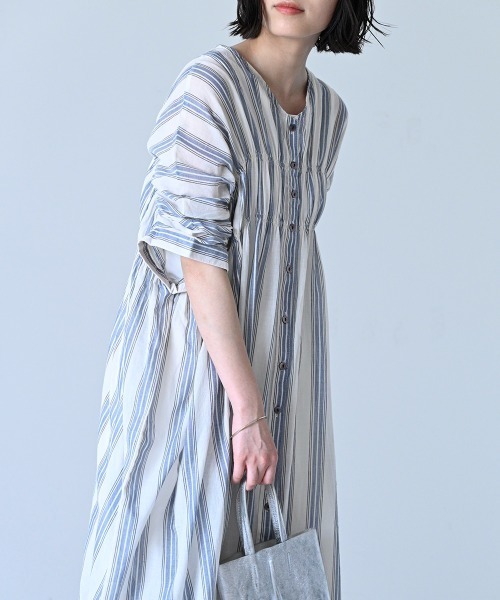 LUPILIEN(ルピリアン)の「Made in India◇シアーチェック・ストライプ ワンピース(ワンピース・レディース・ブラック/ネイビー/ストライプ/A・FREE)」の12枚目の写真
