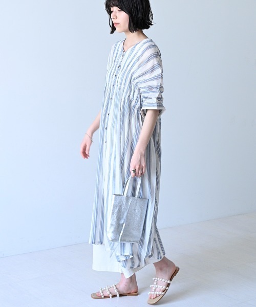 LUPILIEN(ルピリアン)の「Made in India◇シアーチェック・ストライプ ワンピース(ワンピース・レディース・ブラック/ネイビー/ストライプ/A・FREE)」の22枚目の写真