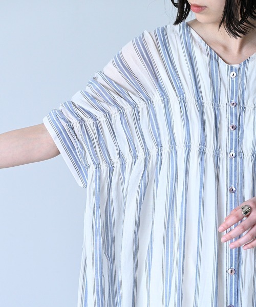 LUPILIEN(ルピリアン)の「Made in India◇シアーチェック・ストライプ ワンピース(ワンピース・レディース・ブラック/ネイビー/ストライプ/A・FREE)」の9枚目の写真