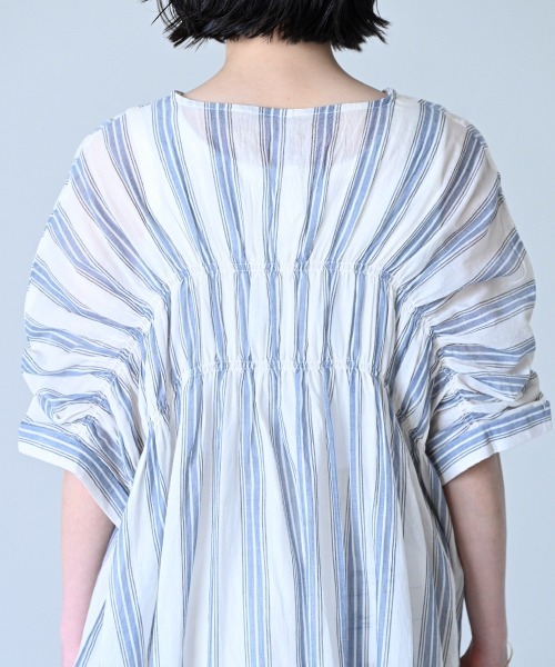 LUPILIEN(ルピリアン)の「Made in India◇シアーチェック・ストライプ ワンピース(ワンピース・レディース・ブラック/ネイビー/ストライプ/A・FREE)」の14枚目の写真