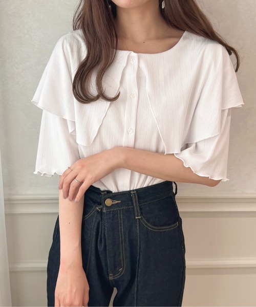 apres jour(アプレジュール)の「セーラーリブカットトップス【ZOZOTOWN限定アイテム】(Tシャツ/カットソー・レディース・ピンク/ブラック/サックスブルー/ライトイエロー/オフホワイト・X-LARGE/フリー)」の8枚目の写真