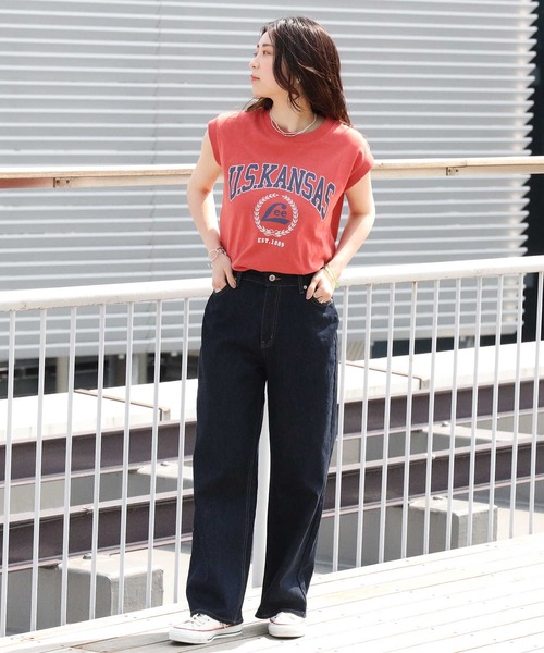 Lee(リー)の「【Lee】ノースリカレッジプリントT(Tシャツ/カットソー・レディース・オレンジ・L/M)」の2枚目の写真