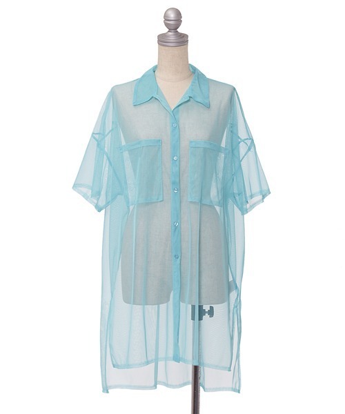 AS KNOW AS PINKY（アズノゥアズピンキー）の「色をプラスにチュールシャツ（シャツ/ブラウス・レディース・オフホワイト/イエロー/ピンク/ライトブルー・FREE）」の5枚目の写真