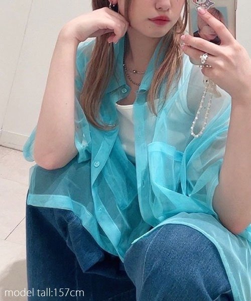 AS KNOW AS PINKY（アズノゥアズピンキー）の「色をプラスにチュールシャツ（シャツ/ブラウス・レディース・オフホワイト/イエロー/ピンク/ライトブルー・FREE）」の18枚目の写真