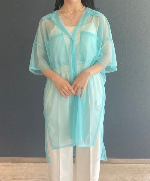 AS KNOW AS PINKY（アズノゥアズピンキー）の「色をプラスにチュールシャツ（シャツ/ブラウス・レディース・オフホワイト/イエロー/ピンク/ライトブルー・FREE）」の19枚目の写真