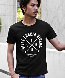 【SOMEDIFF】デザインプレミアム半袖カットソー メンズ ロゴTシャツ タイトシルエット 春服