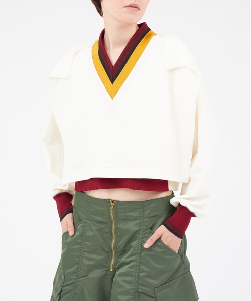 TOGA PULLA(トーガ プルラ)の「TOGA PULLA Code pique jersey top(スウェット・レディース・ホワイト/ブラック・36/38)」の10枚目の写真