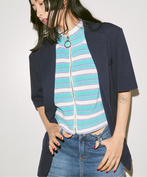 FEKETE（フェケテ）の「TURTLENECK ZIP-UP KNIT VEST / ハイネックジップアップニットベスト（ベスト・レディース・ブラック/マルチ・FREE）」の13枚目の写真