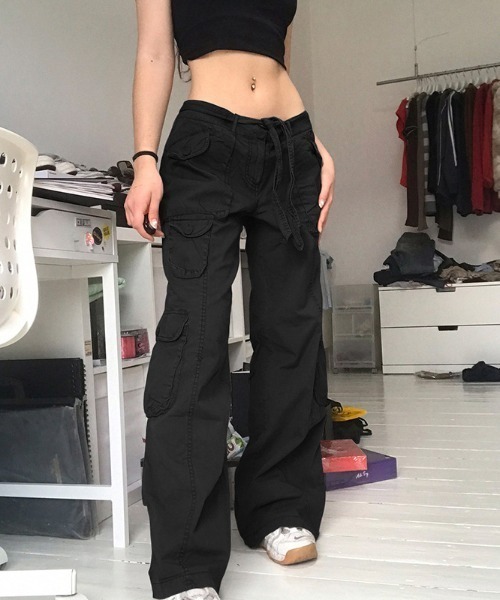 andmary Back ribbon denim cargo pants M（ANDMARY】Heart