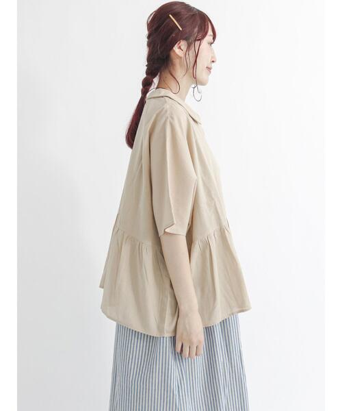 Samansa Mos2（サマンサ モスモス）の「◎ワイドギャザーブラウス（シャツ/ブラウス・レディース・ブラック/ベージュ/オフホワイト・ﾌﾘ-）」の11枚目の写真