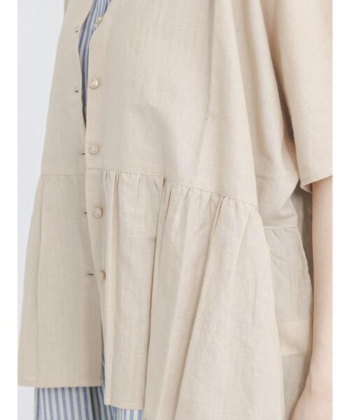 Samansa Mos2（サマンサ モスモス）の「◎ワイドギャザーブラウス（シャツ/ブラウス・レディース・ブラック/ベージュ/オフホワイト・ﾌﾘ-）」の15枚目の写真