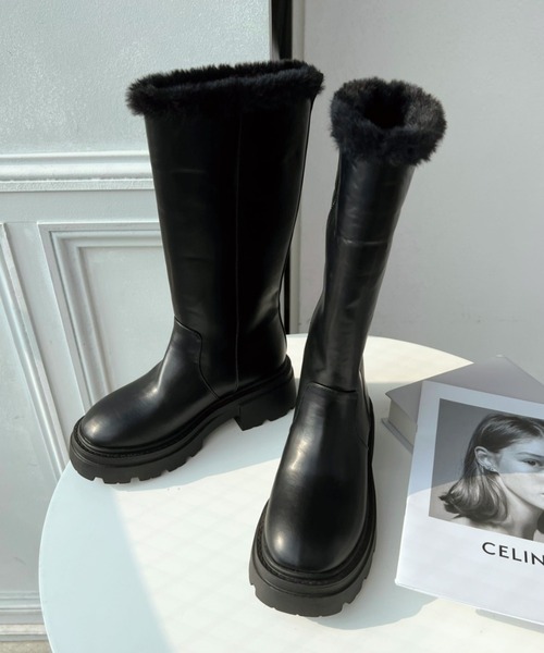 moment+（モーメントプラス）の「トラックソール2WAYファー使いロングブーツ（ブーツ・レディース・ブラック/ブラック系その他・M/LL/L/S）」の9枚目の写真