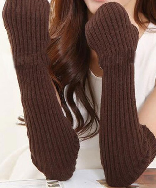 EPICKS（エピックス）の「ロングリブニットアームウォーマー（アームカバー・レディース・ホワイト/ブラウン/ダークグレー/ブラック・F）」の10枚目の写真