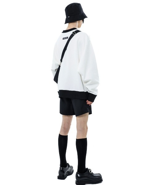 BASIC COTTON(ベーシックコットン)の「【BASIC COTTON/ベーシックコットン】MIX V MTM / Vネック スウェット トレーナー(スウェット・メンズ・ホワイト/ブラック・ONE SIZE)」の5枚目の写真