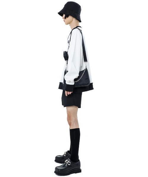 BASIC COTTON(ベーシックコットン)の「【BASIC COTTON/ベーシックコットン】MIX V MTM / Vネック スウェット トレーナー(スウェット・メンズ・ホワイト/ブラック・ONE SIZE)」の11枚目の写真