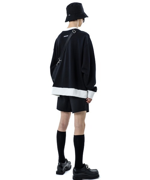 BASIC COTTON(ベーシックコットン)の「【BASIC COTTON/ベーシックコットン】MIX V MTM / Vネック スウェット トレーナー(スウェット・メンズ・ホワイト/ブラック・ONE SIZE)」の4枚目の写真