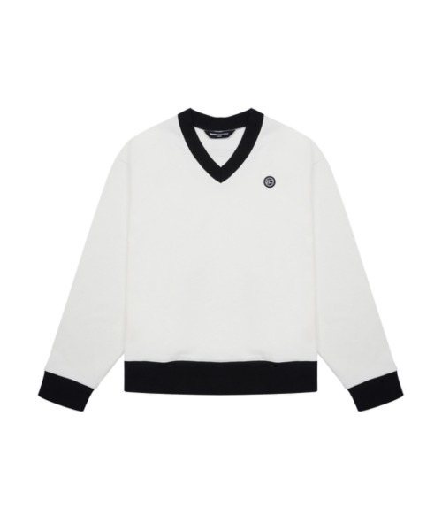 BASIC COTTON(ベーシックコットン)の「【BASIC COTTON/ベーシックコットン】MIX V MTM / Vネック スウェット トレーナー(スウェット・メンズ・ホワイト/ブラック・ONE SIZE)」の15枚目の写真