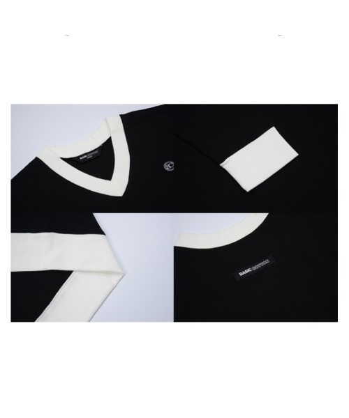 BASIC COTTON(ベーシックコットン)の「【BASIC COTTON/ベーシックコットン】MIX V MTM / Vネック スウェット トレーナー(スウェット・メンズ・ホワイト/ブラック・ONE SIZE)」の20枚目の写真