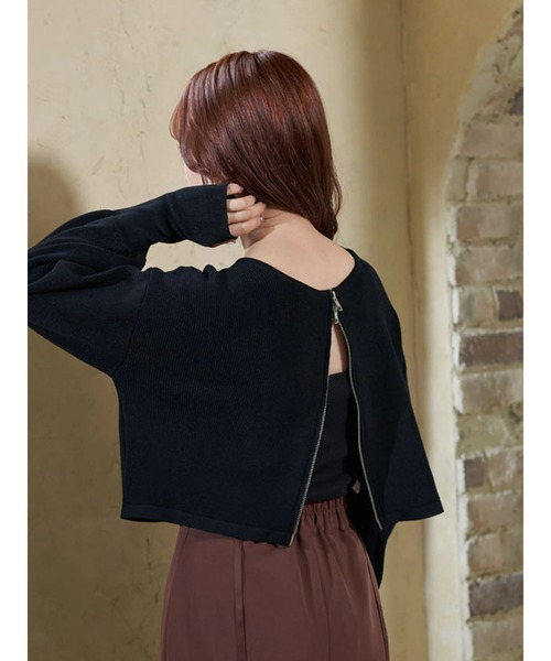 earth music&ecology（アースミュージックアンドエコロジー）の「Wジップニットカーディガン（カーディガン/ボレロ・レディース・ブラック/ベージュ/ブルー・FREE）」の14枚目の写真